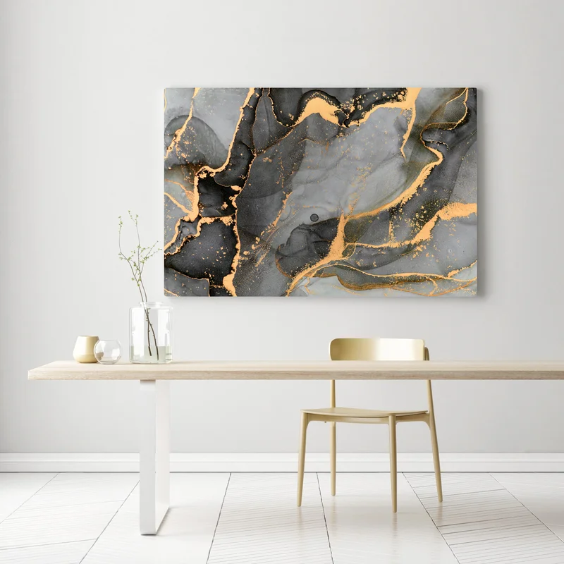 Leinwandbild rauchiger grauer marmor mit goldenen adern Leinwandbild rauchiger grauer marmor mit goldenen adern
