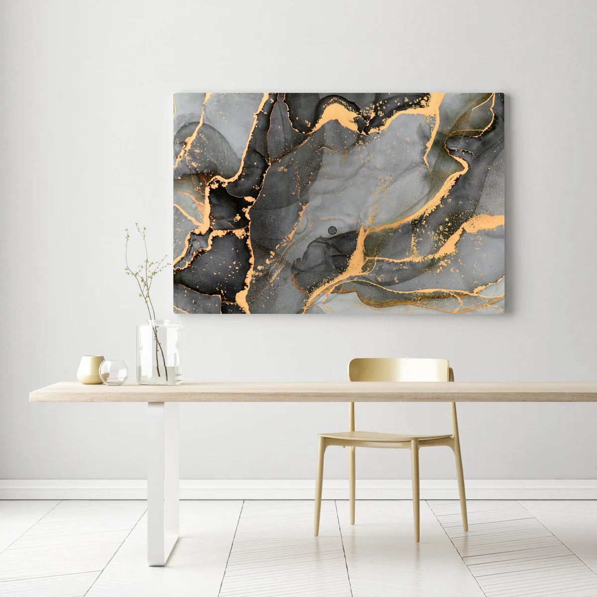 Leinwandbild rauchiger grauer marmor mit goldenen adern Leinwandbild rauchiger grauer marmor mit goldenen adern