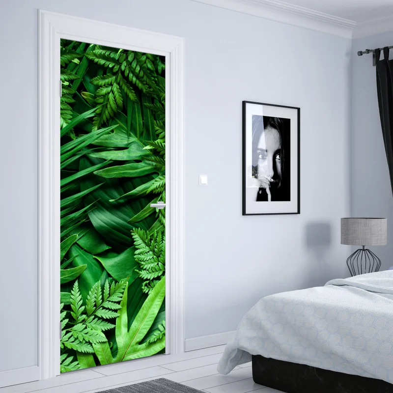 Türaufkleber üppiges grünes blättermuster Türaufkleber üppiges grünes blättermuster