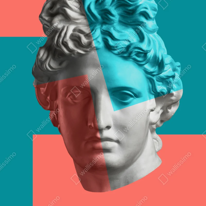 Türaufkleber duotone klassische büste im collage-stil Türaufkleber duotone klassische büste im collage-stil