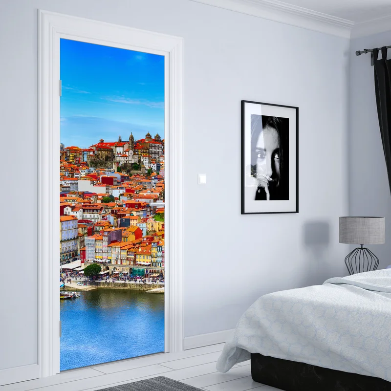 Türaufkleber Porto buntes uferpanorama