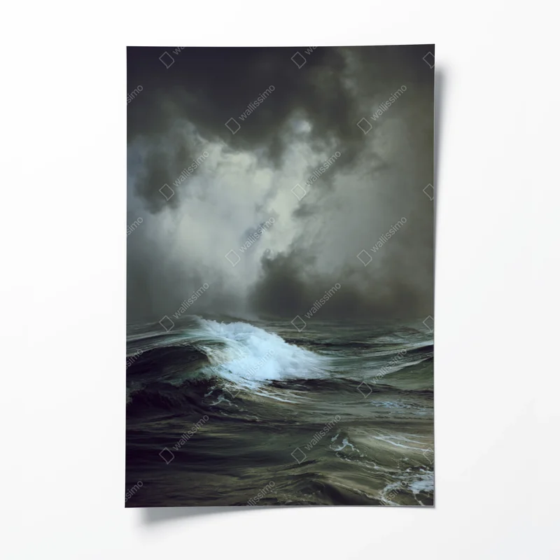 Poster stürmische meerlandschaft mit brechenden wellen • Poster bei Wallnifity® Poster stürmische meerlandschaft mit brechenden wellen • Poster bei Wallnifity®