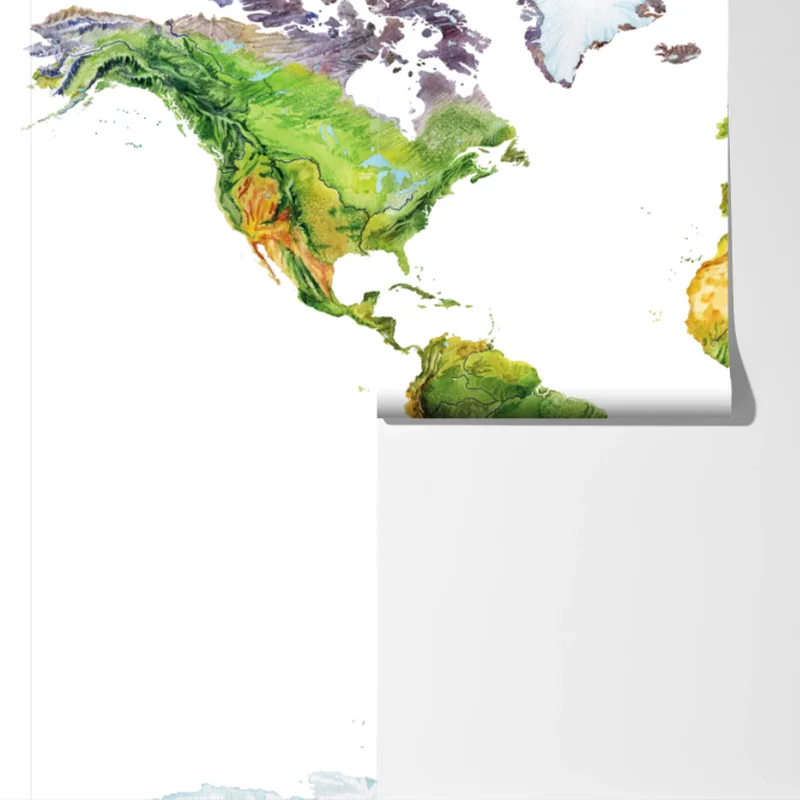 Fototapeta akwarelowa mapa fizyczna świata Fototapeta akwarelowa mapa fizyczna świata