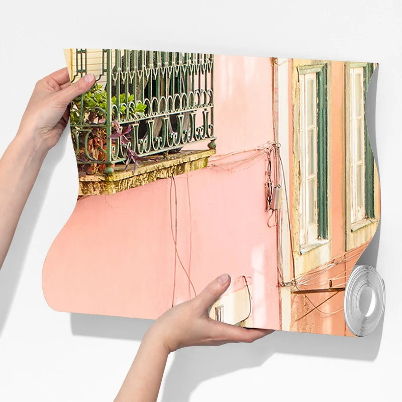 Fototapete sonnige Lissabon straßenbahn in pastellfarben Fototapete sonnige Lissabon straßenbahn in pastellfarben