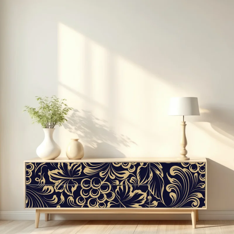 Repositionierbarer Aufkleber elegantes barockes weintraubenmuster in gold