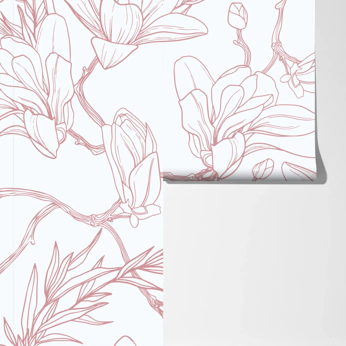 Fototapeta delikatny wzór magnolii w miękkim różu Fototapeta delikatny wzór magnolii w miękkim różu