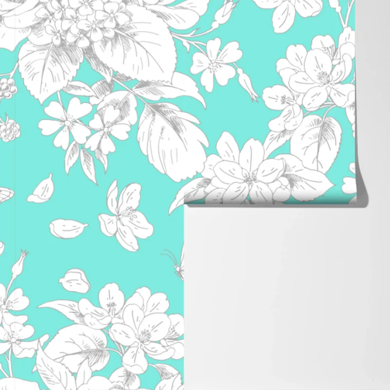 Fototapete türkis floral muster mit blumen Fototapete türkis floral muster mit blumen