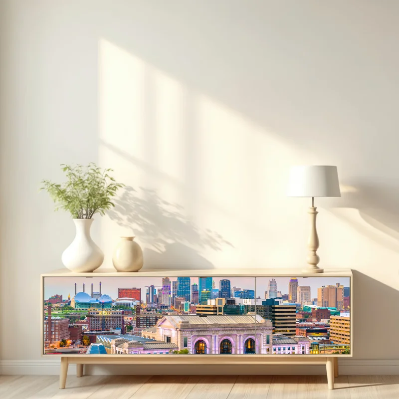 Repositionierbarer Aufkleber Kansas City skyline bei dämmerung Repositionierbarer Aufkleber Kansas City skyline bei dämmerung