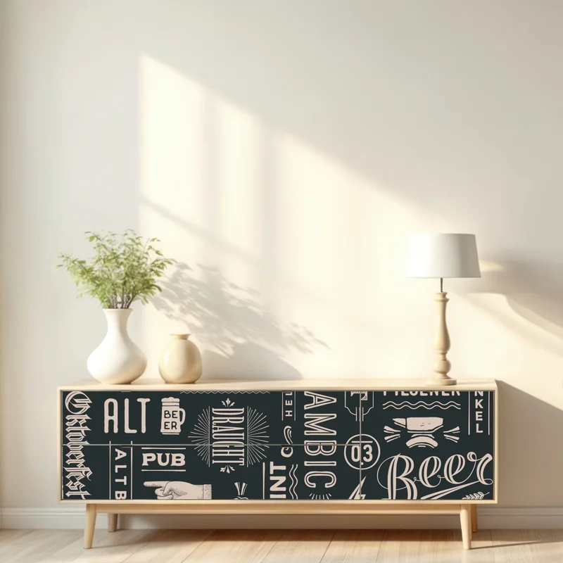 Repositionierbarer Aufkleber vintage collage mit bieretiketten