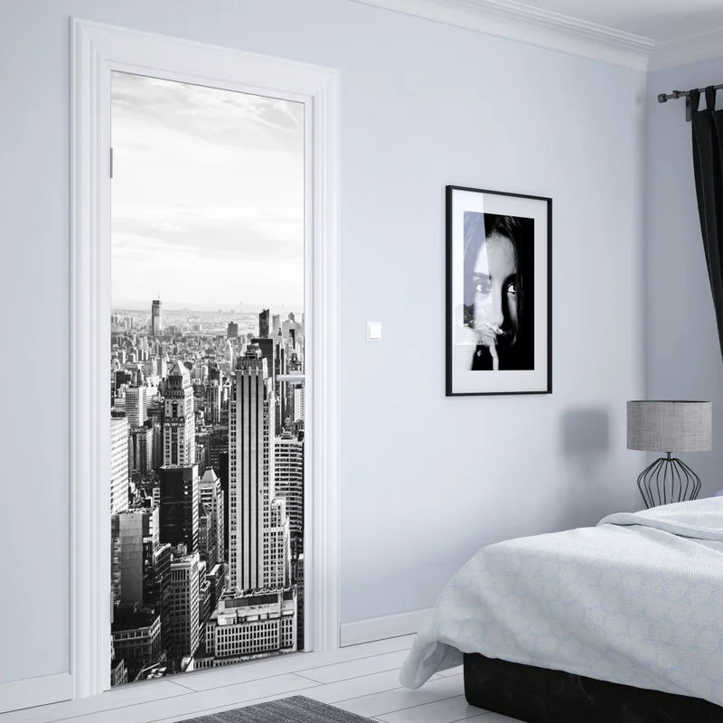 Türaufkleber New York panorama in schwarzweiß