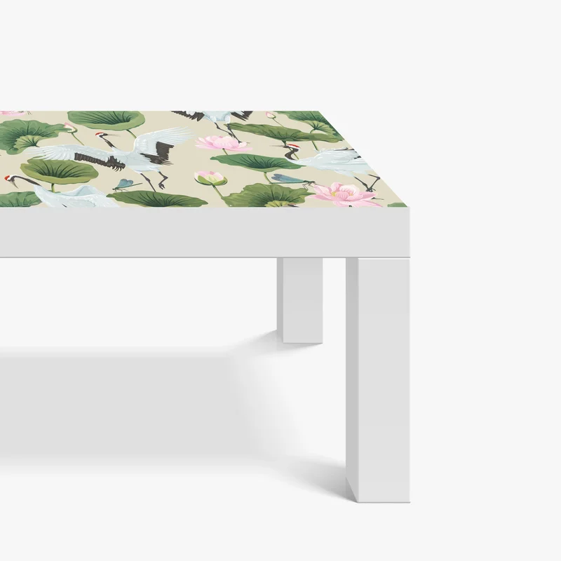 Tischaufkleber und Schreibtischaufkleber elegantes muster mit kranichen und lotusblumen