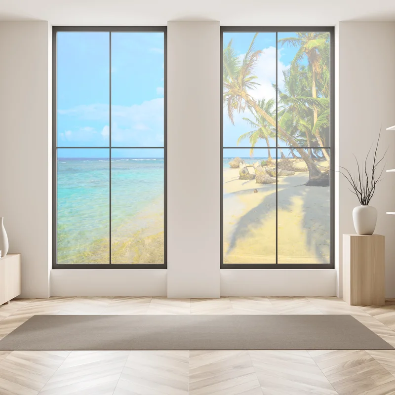 Naklejka na okno tropikalna turkusowa plaża
