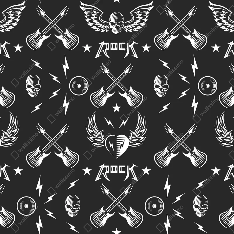 Fototapete nahtloses muster mit rock-symbolen Fototapete nahtloses muster mit rock-symbolen