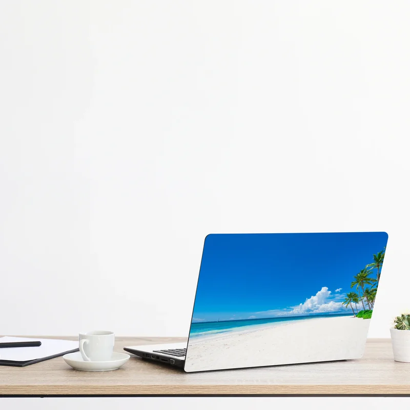 Laptop-Aufkleber tropischer strand mit palmen