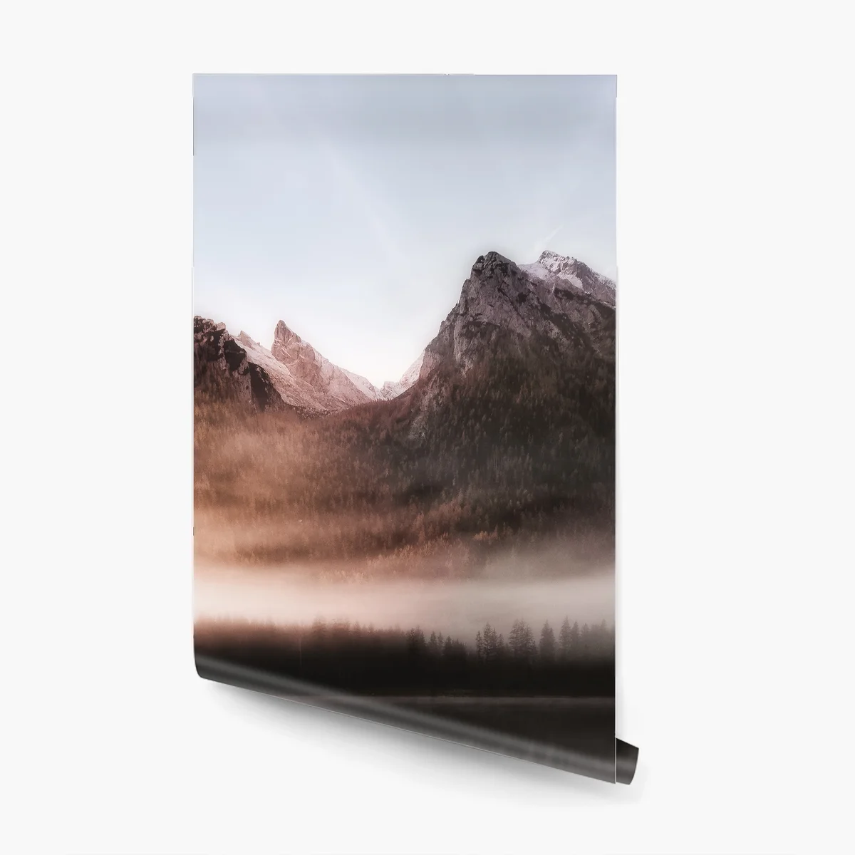 Fototapete nebliges boot am bergsee Fototapete nebliges boot am bergsee