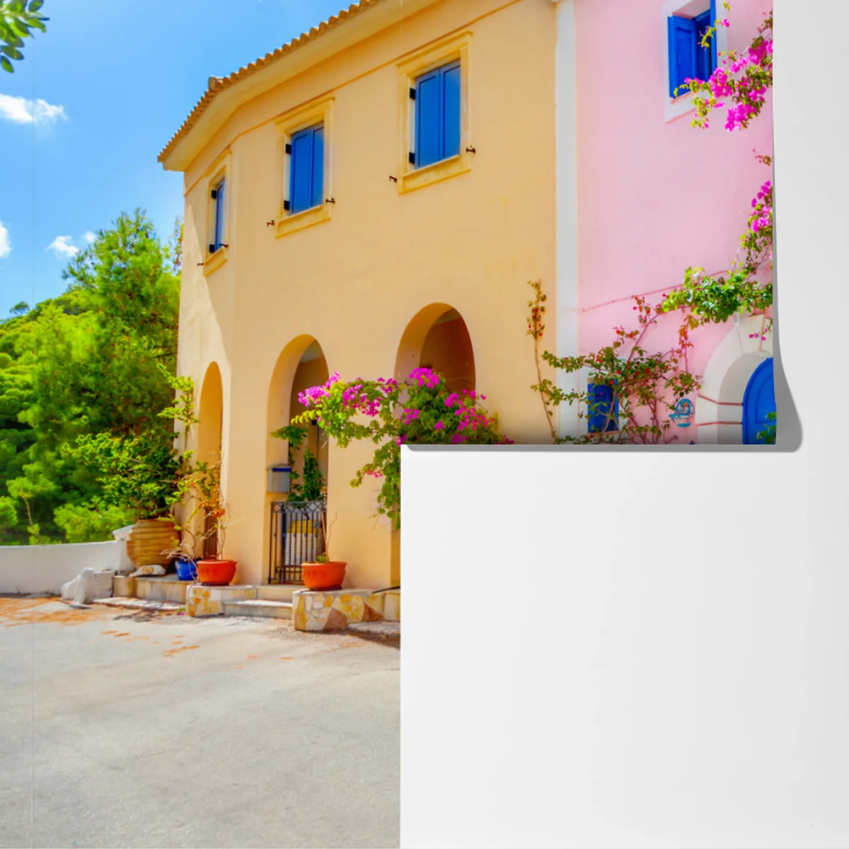 Fototapete bunte straße auf Kefalonia Fototapete bunte straße auf Kefalonia