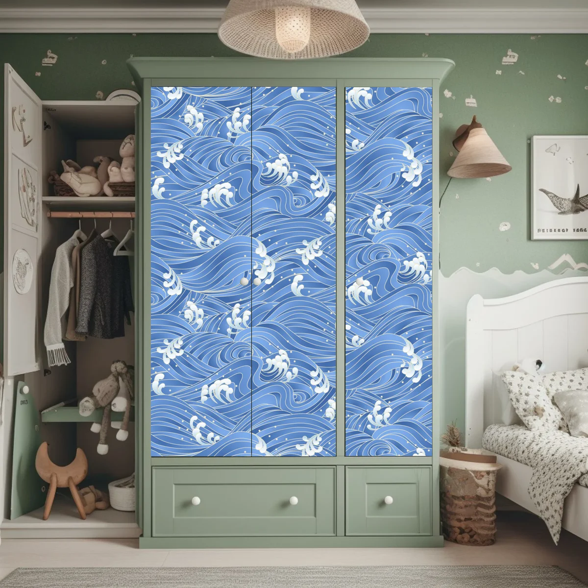 Schrankaufkleber stilisiertes Japanisches wellenmuster Schrankaufkleber stilisiertes Japanisches wellenmuster