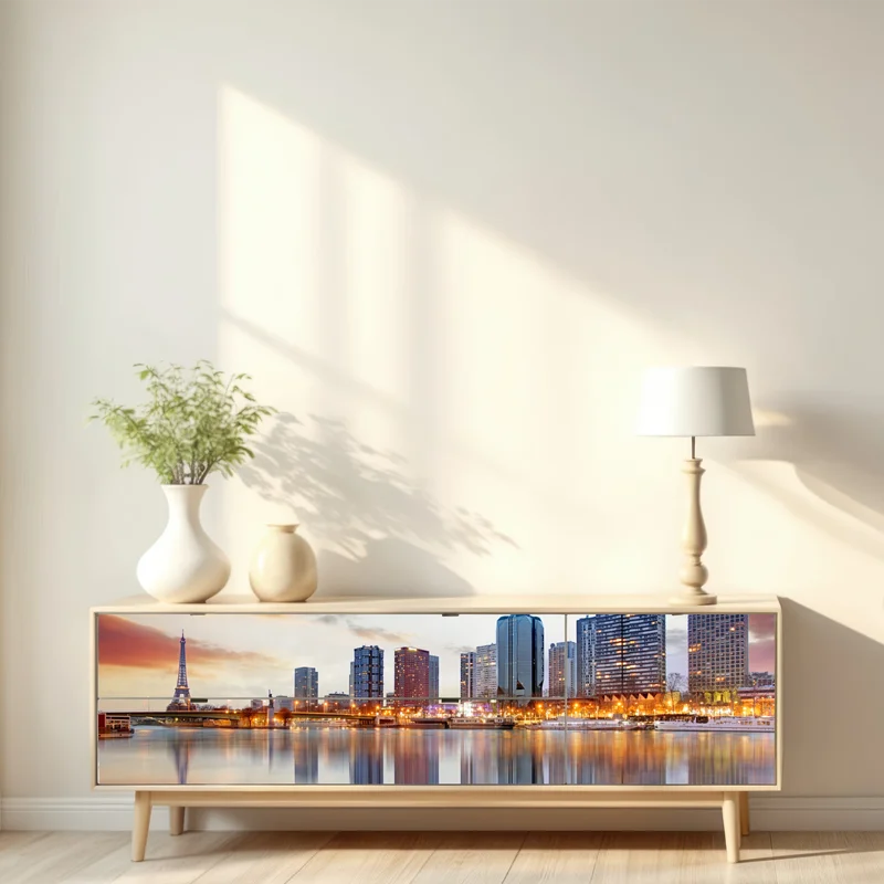 Repositionierbarer Aufkleber Paris skyline bei sonnenuntergang mit Eiffelturm