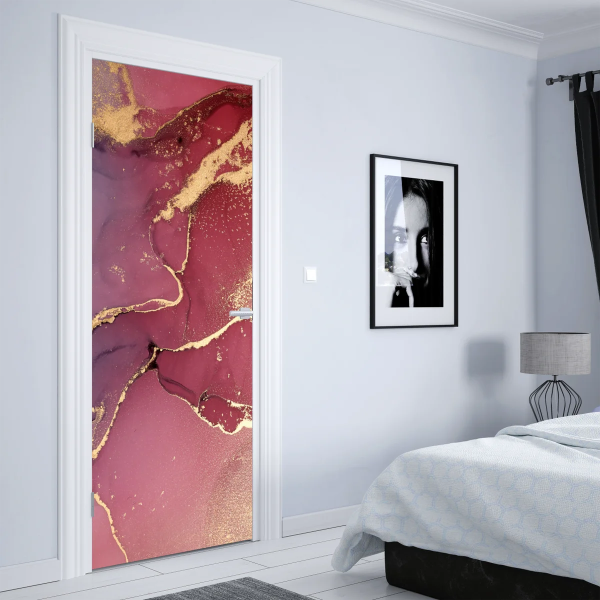 Türaufkleber abstraktes marmoriertes bild in türkis und lila mit gold Türaufkleber abstraktes marmoriertes bild in türkis und lila mit gold