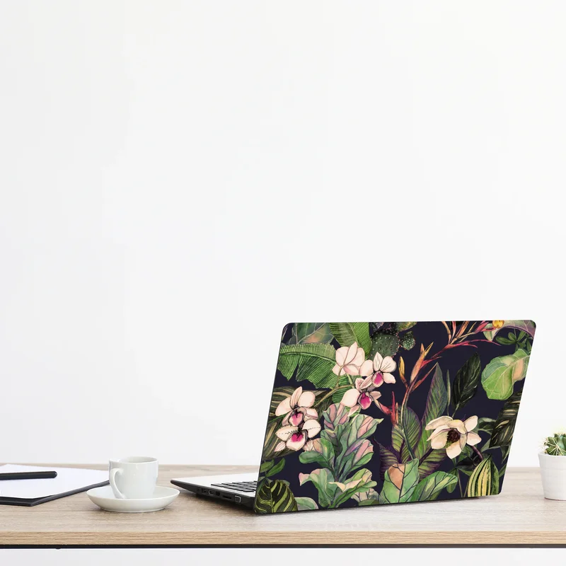 Naklejka na laptopa tropikalny akwarelowy wzór botaniczny Naklejka na laptopa tropikalny akwarelowy wzór botaniczny