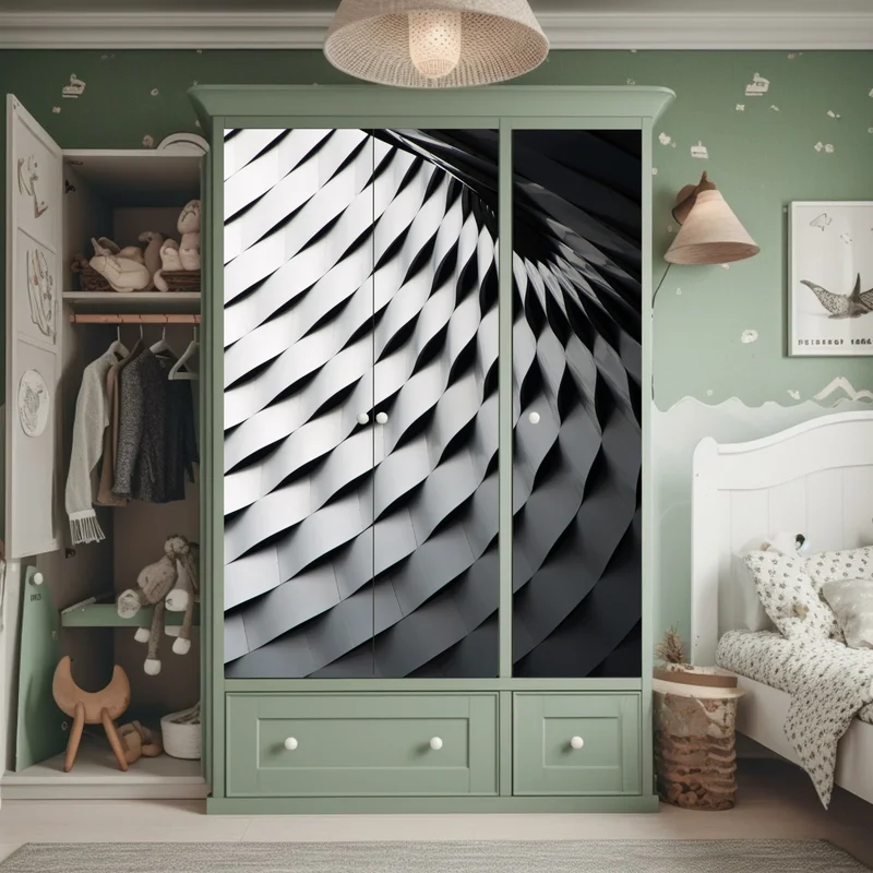 Schrankaufkleber monochromes geometrisches metallmuster