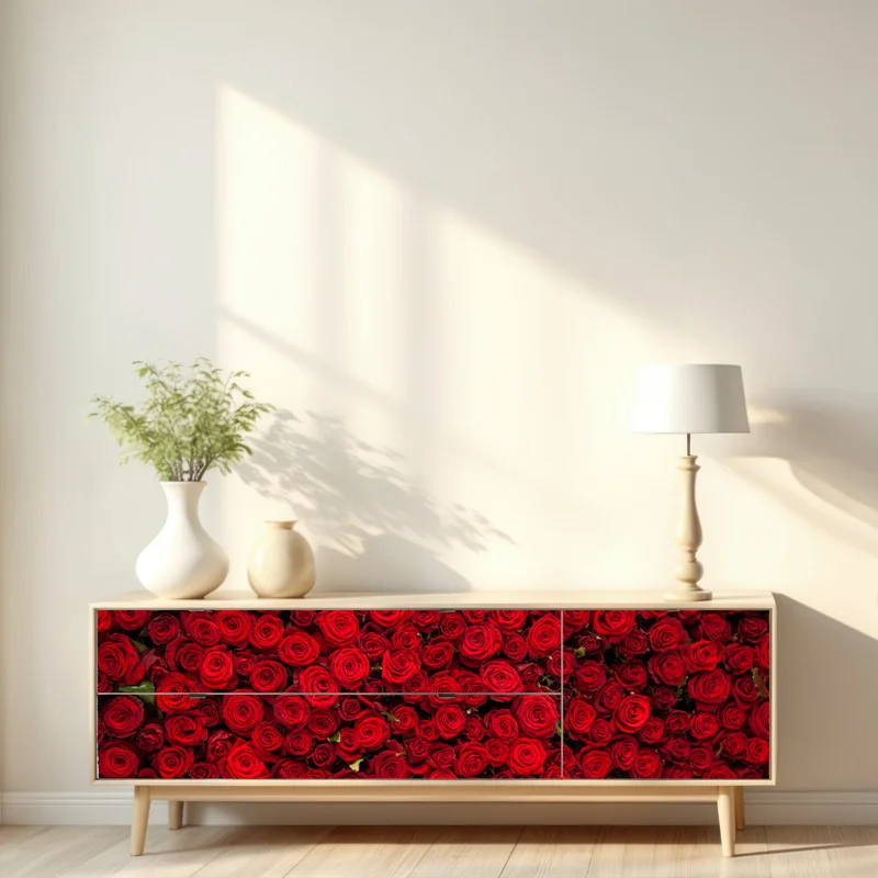 Repositionierbarer Aufkleber endlose wand aus roten rosen