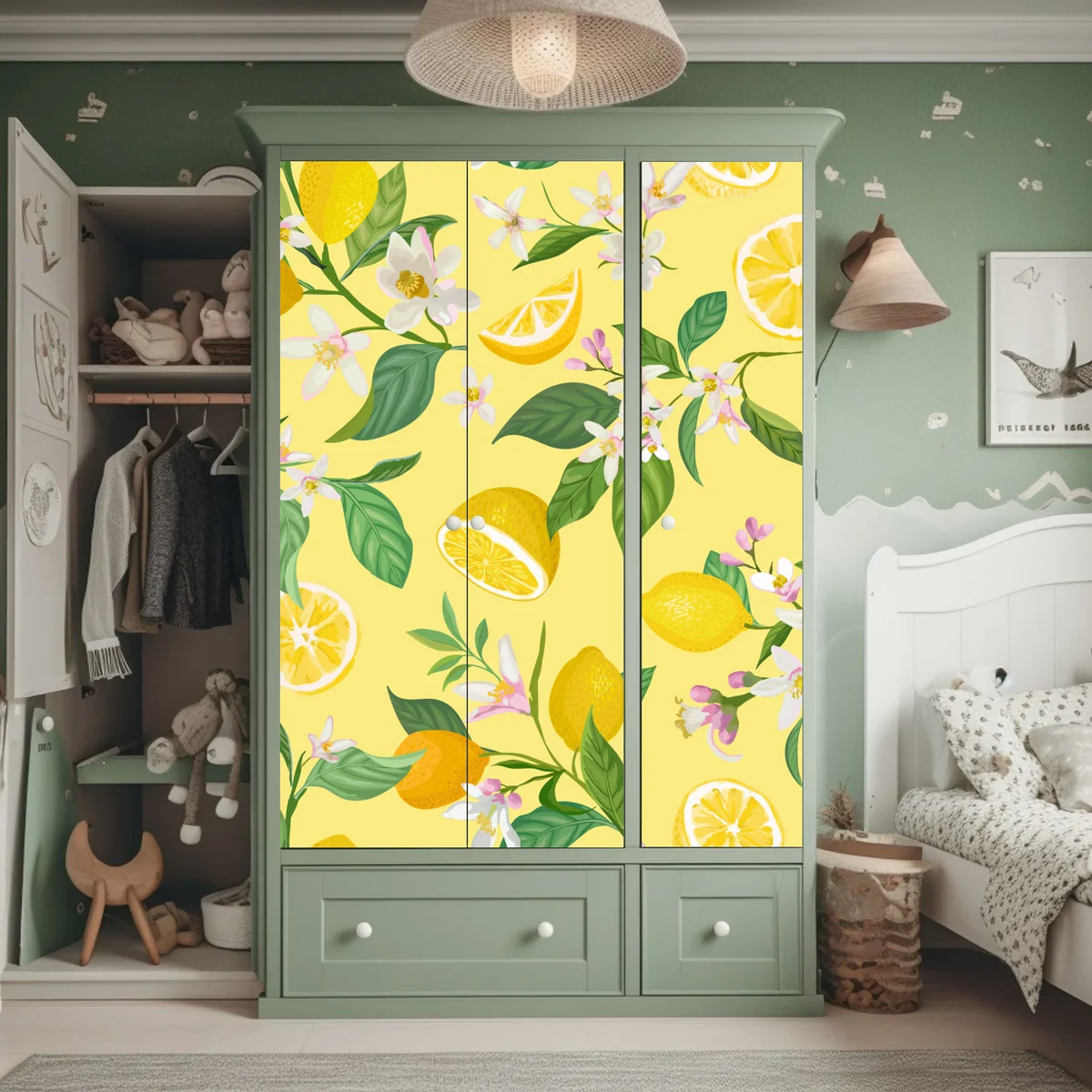 Schrankaufkleber zitronenblüten botanisches muster Schrankaufkleber zitronenblüten botanisches muster