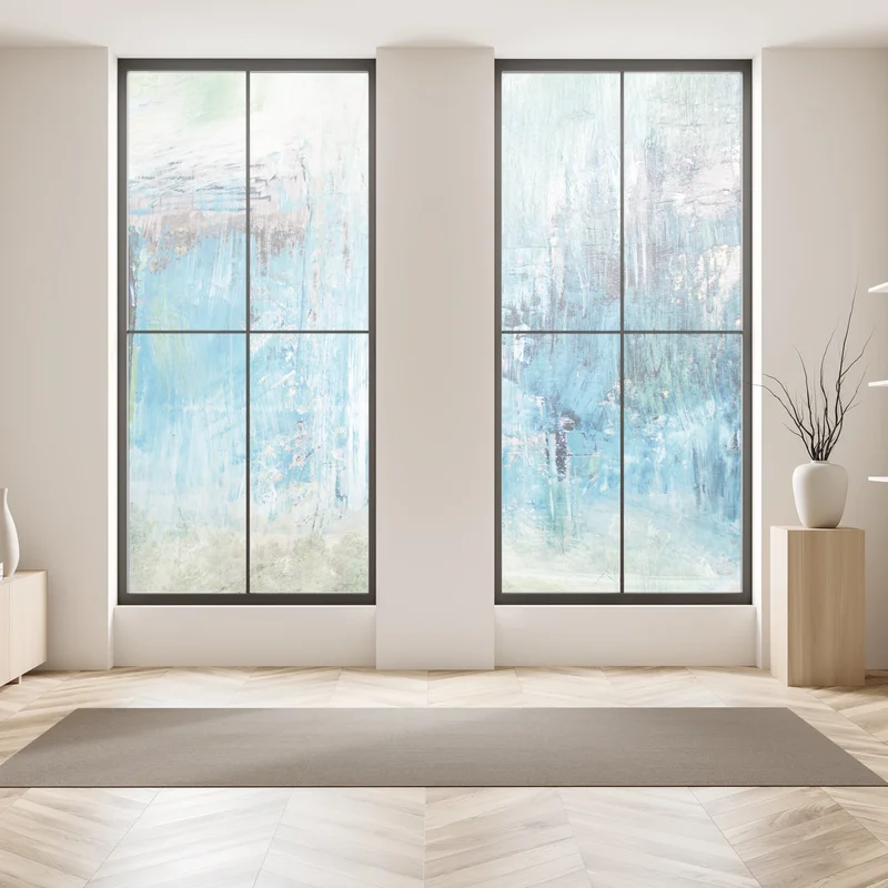 Naklejka na okno turkusowa abstrakcyjna faktura olejna