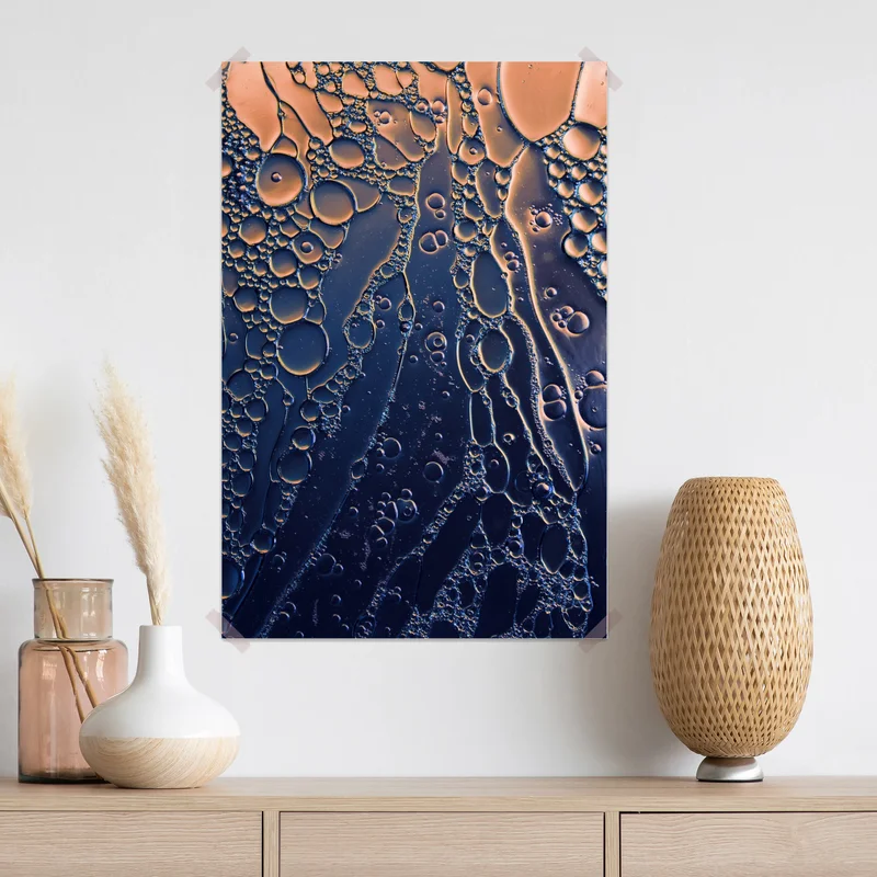 Poster blaue und goldene abstrakte blasen Poster blaue und goldene abstrakte blasen