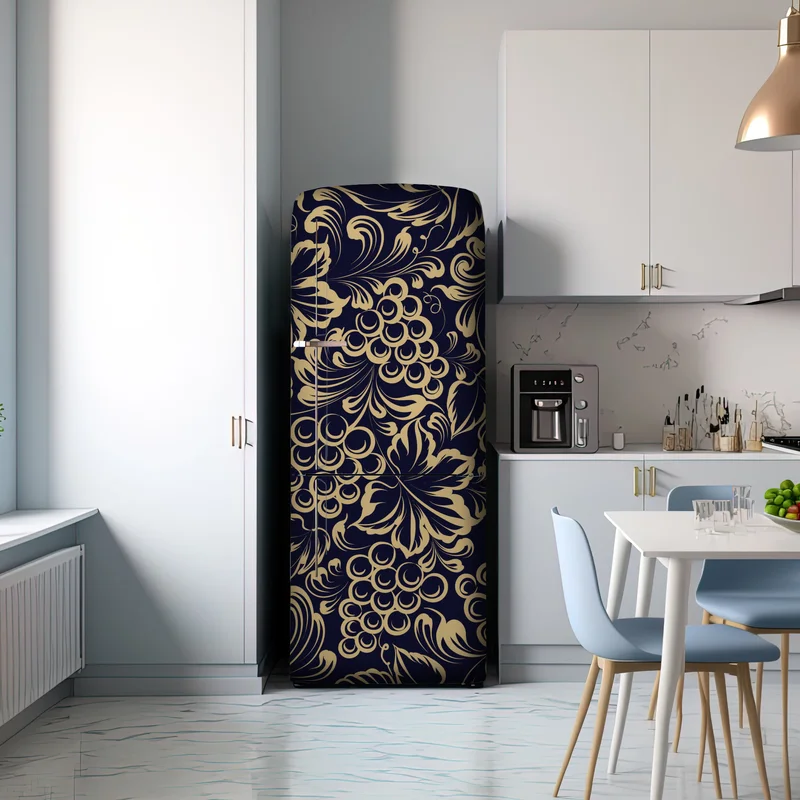 Kühlschrankaufkleber elegantes barockes weintraubenmuster in gold