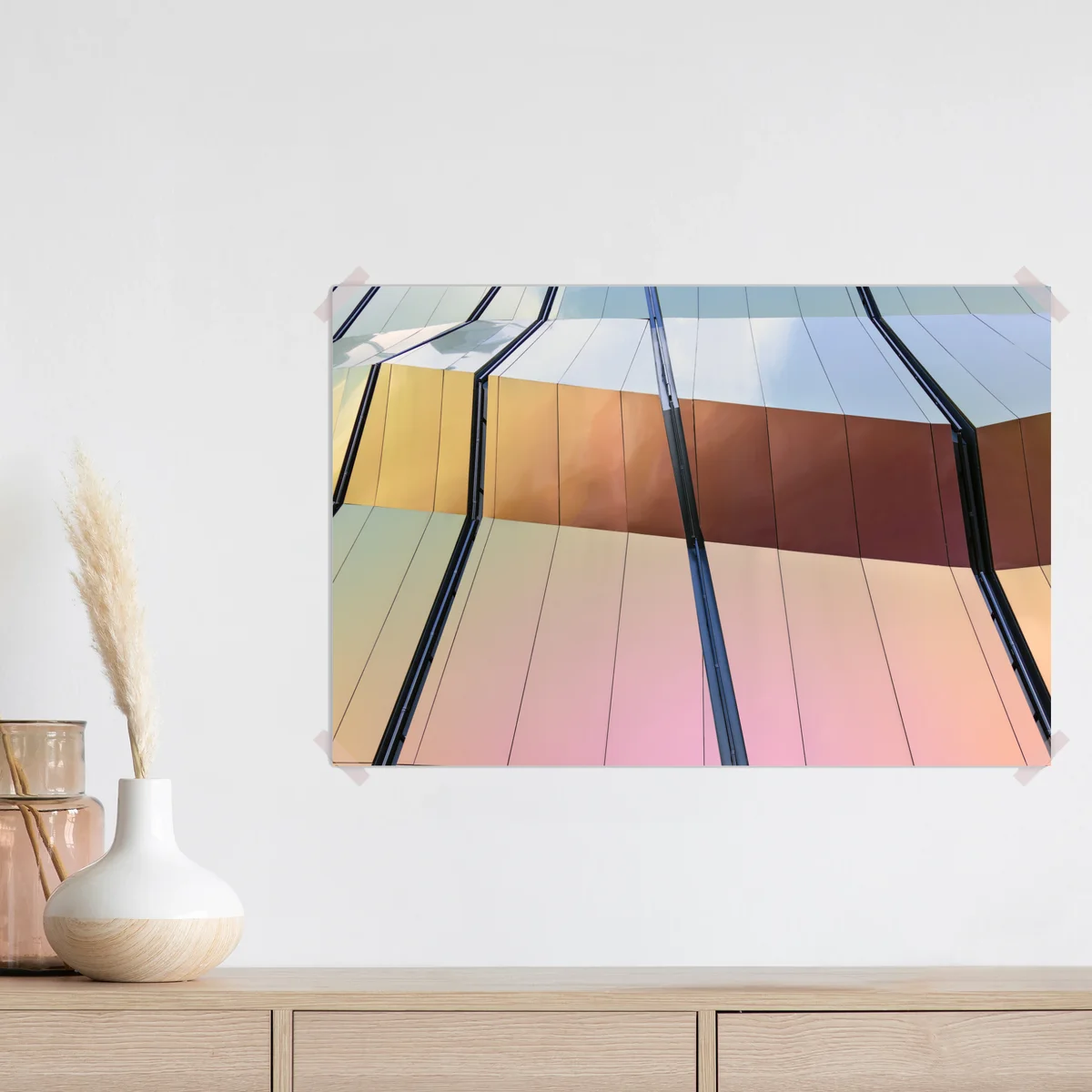 Poster irisierende moderne fassade aus paneelen Poster irisierende moderne fassade aus paneelen