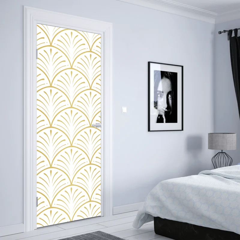 Türaufkleber goldenes art deco fächermuster