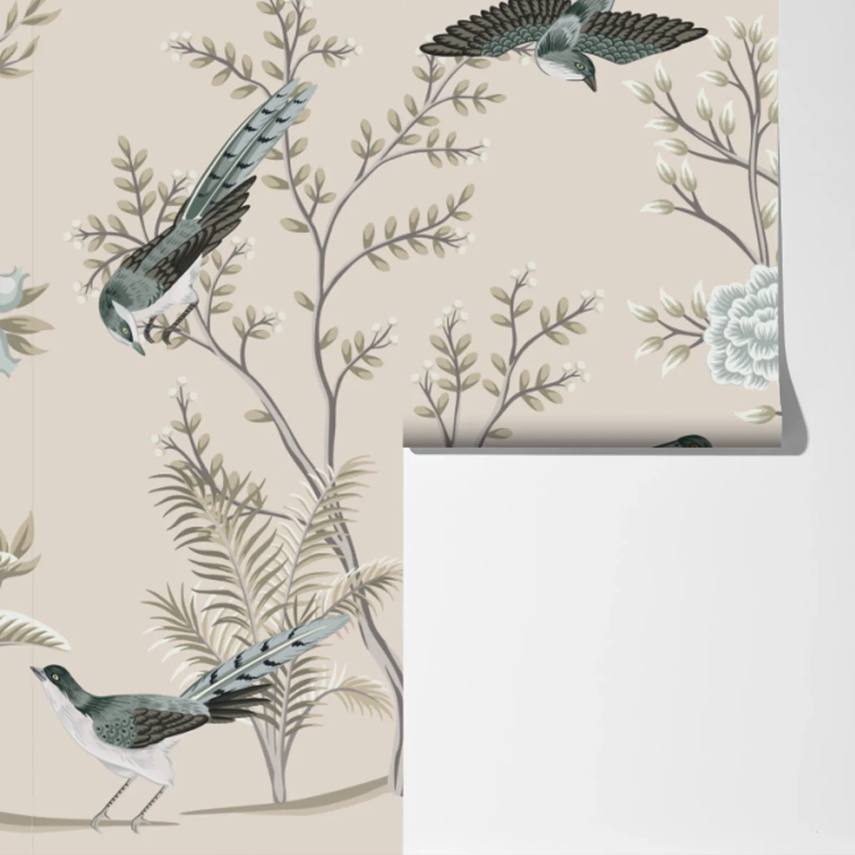 Fototapeta eleganckie ptaki i kwitnące gałęzie Fototapeta eleganckie ptaki i kwitnące gałęzie