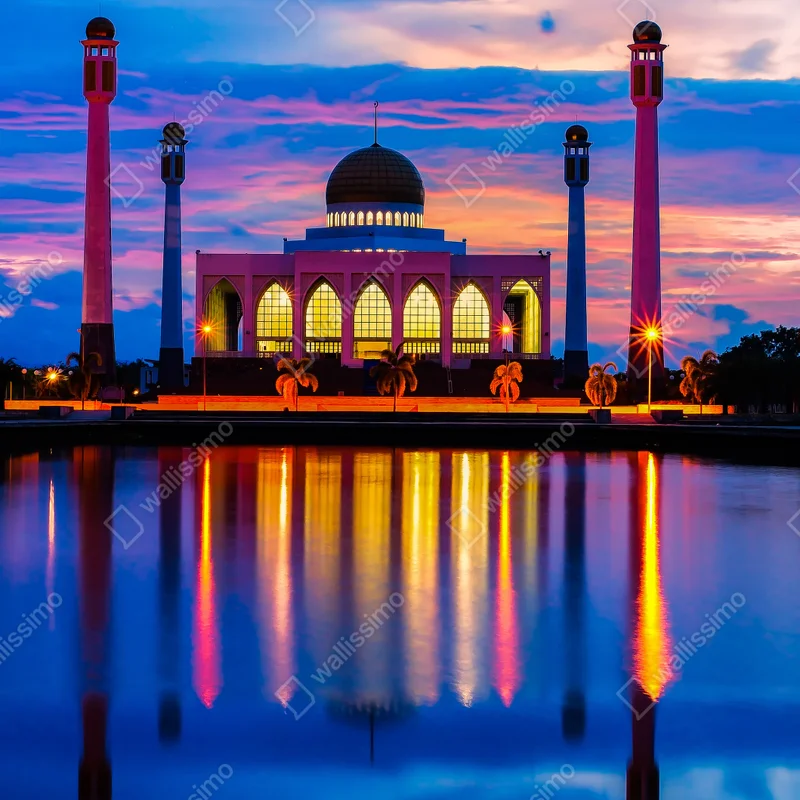 Kühlschrankaufkleber sonnenuntergang an der moschee in Songkhla Kühlschrankaufkleber sonnenuntergang an der moschee in Songkhla