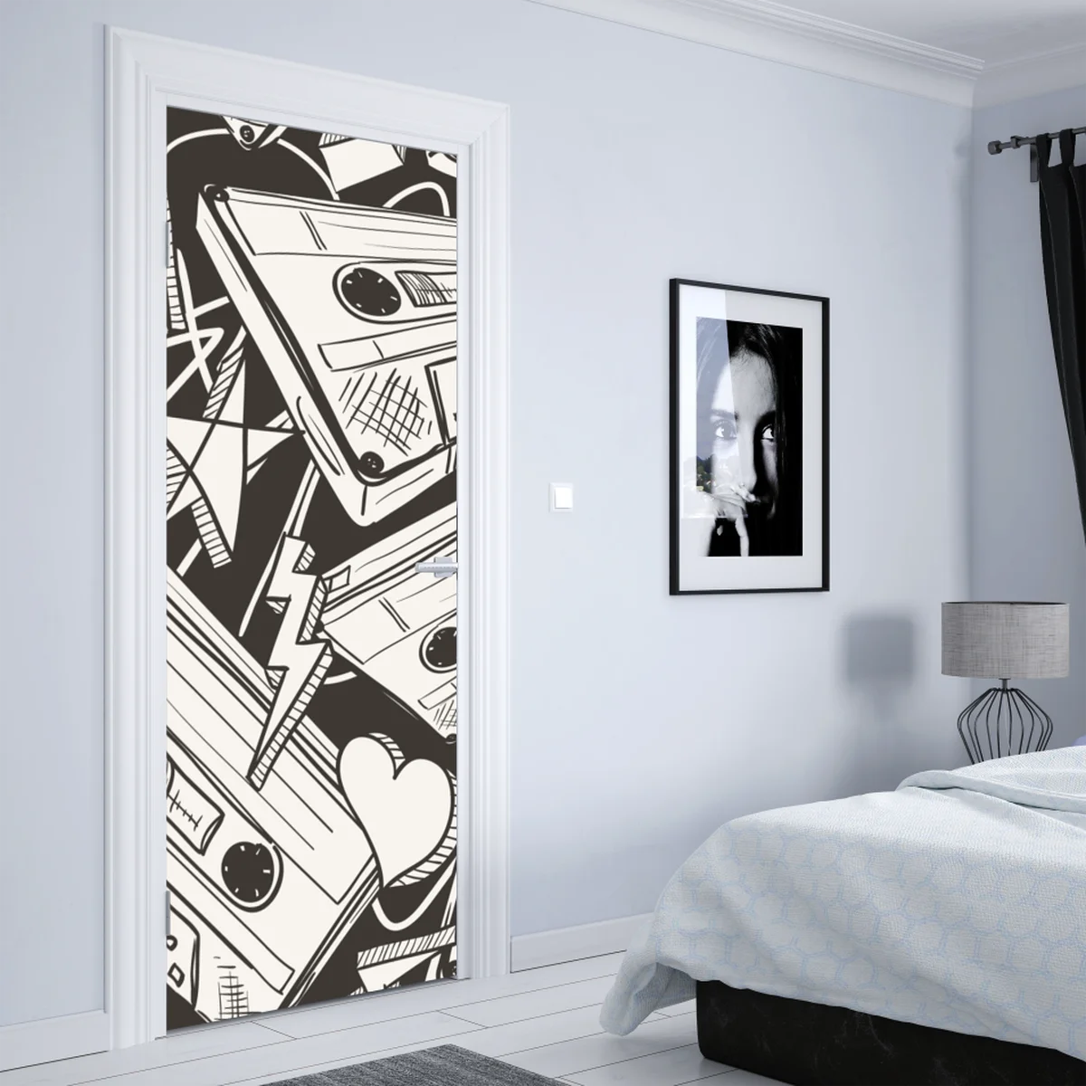 Türaufkleber vintage kassettenmuster Türaufkleber vintage kassettenmuster