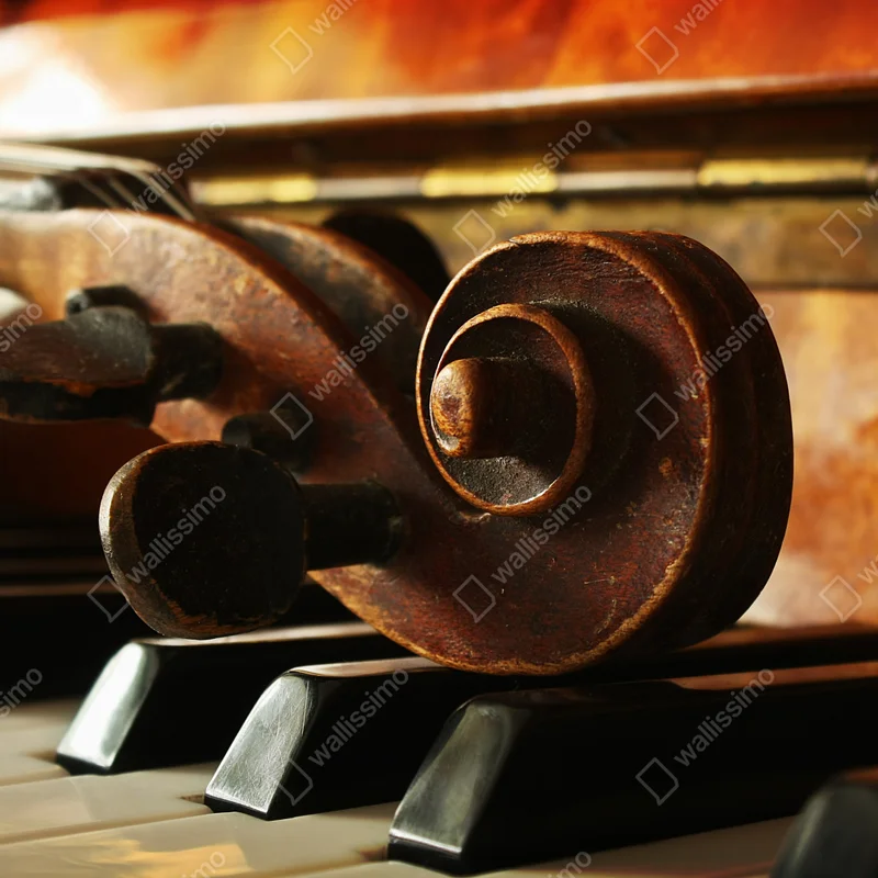 Tischaufkleber und Schreibtischaufkleber vintage geigenkopf auf klaviertasten Tischaufkleber und Schreibtischaufkleber vintage geigenkopf auf klaviertasten