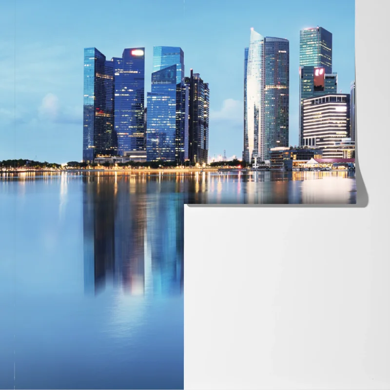 Fototapete moderne stadtskyline gespiegelt im wasser Fototapete moderne stadtskyline gespiegelt im wasser