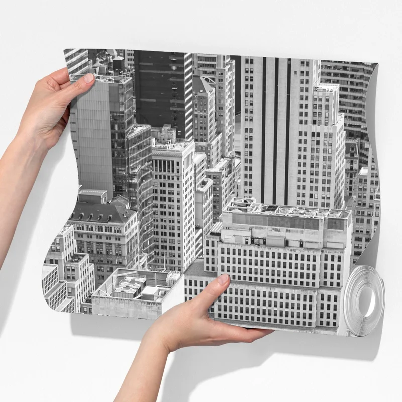 Fototapete luftaufnahme einer städtischen skyline in schwarzweiß Fototapete luftaufnahme einer städtischen skyline in schwarzweiß