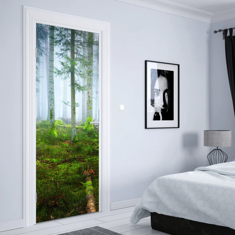 Türaufkleber nebliger kiefernwald aus dem Elsass