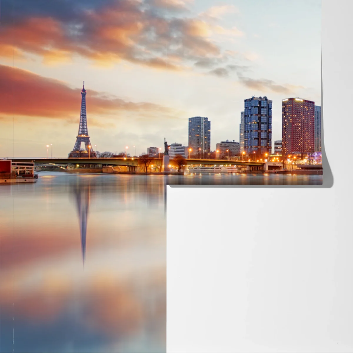 Fototapete Paris skyline bei sonnenuntergang mit Eiffelturm Fototapete Paris skyline bei sonnenuntergang mit Eiffelturm
