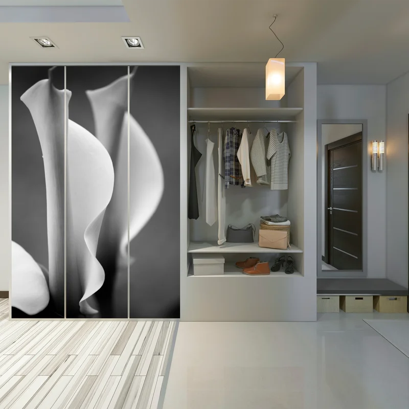 Schrankaufkleber elegante calla-lilien in monochrom