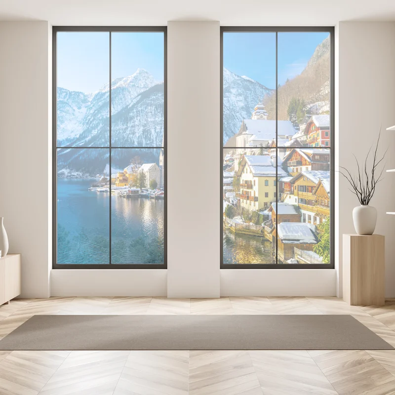 Fensteraufkleber winterruhe in Hallstatt — alpendorf am see Fensteraufkleber winterruhe in Hallstatt — alpendorf am see