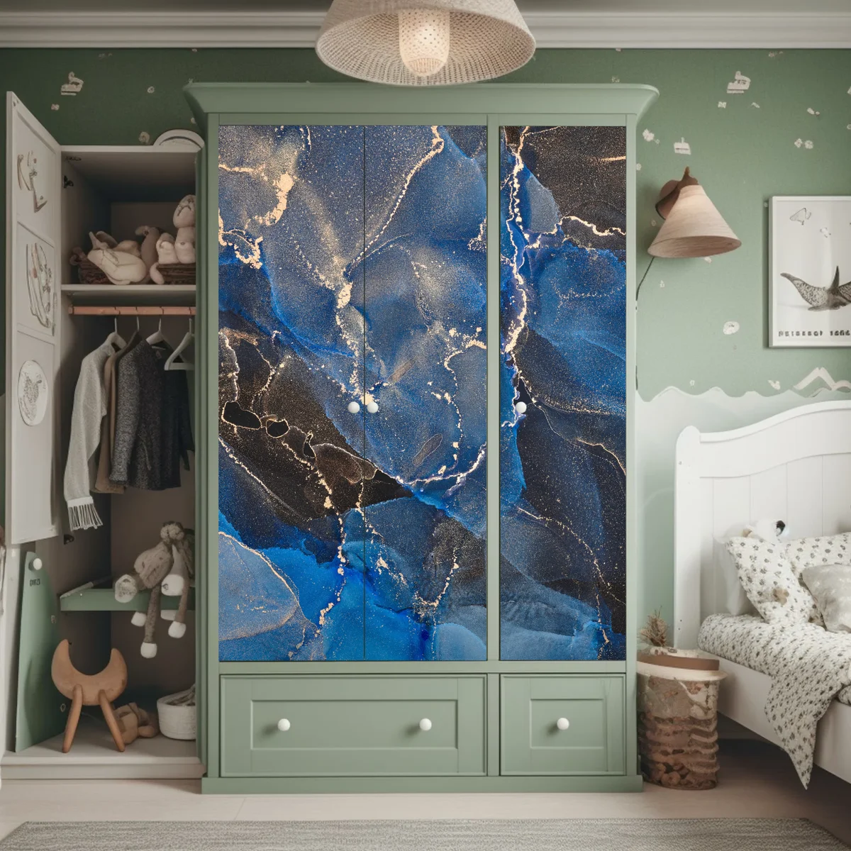 Schrankaufkleber luxuriöse blaue und goldene abstrakte wellen Schrankaufkleber luxuriöse blaue und goldene abstrakte wellen