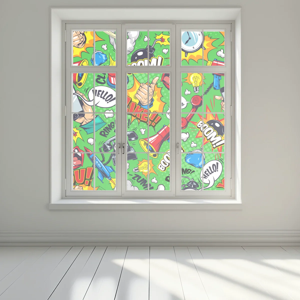 Fensteraufkleber comic pop-art explosionsmuster Fensteraufkleber comic pop-art explosionsmuster