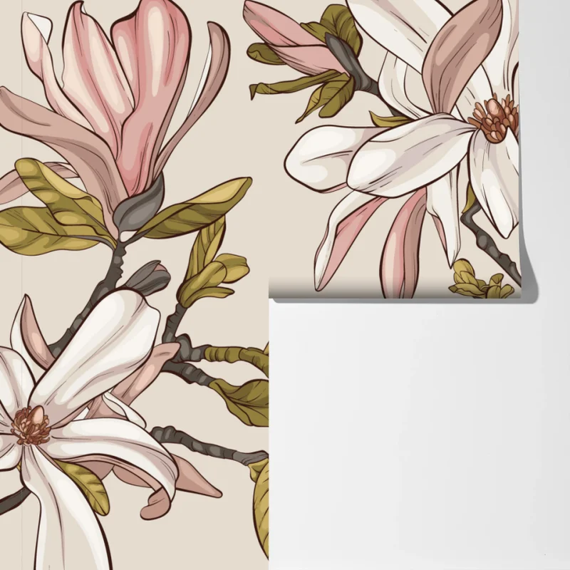 Fototapeta pastelowe magnolie na beżowym tle Fototapeta pastelowe magnolie na beżowym tle