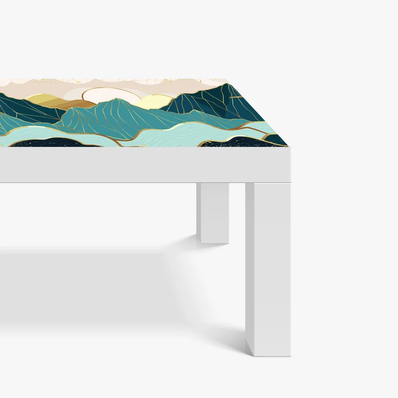 Tischaufkleber und Schreibtischaufkleber türkise berge mit goldenen akzenten