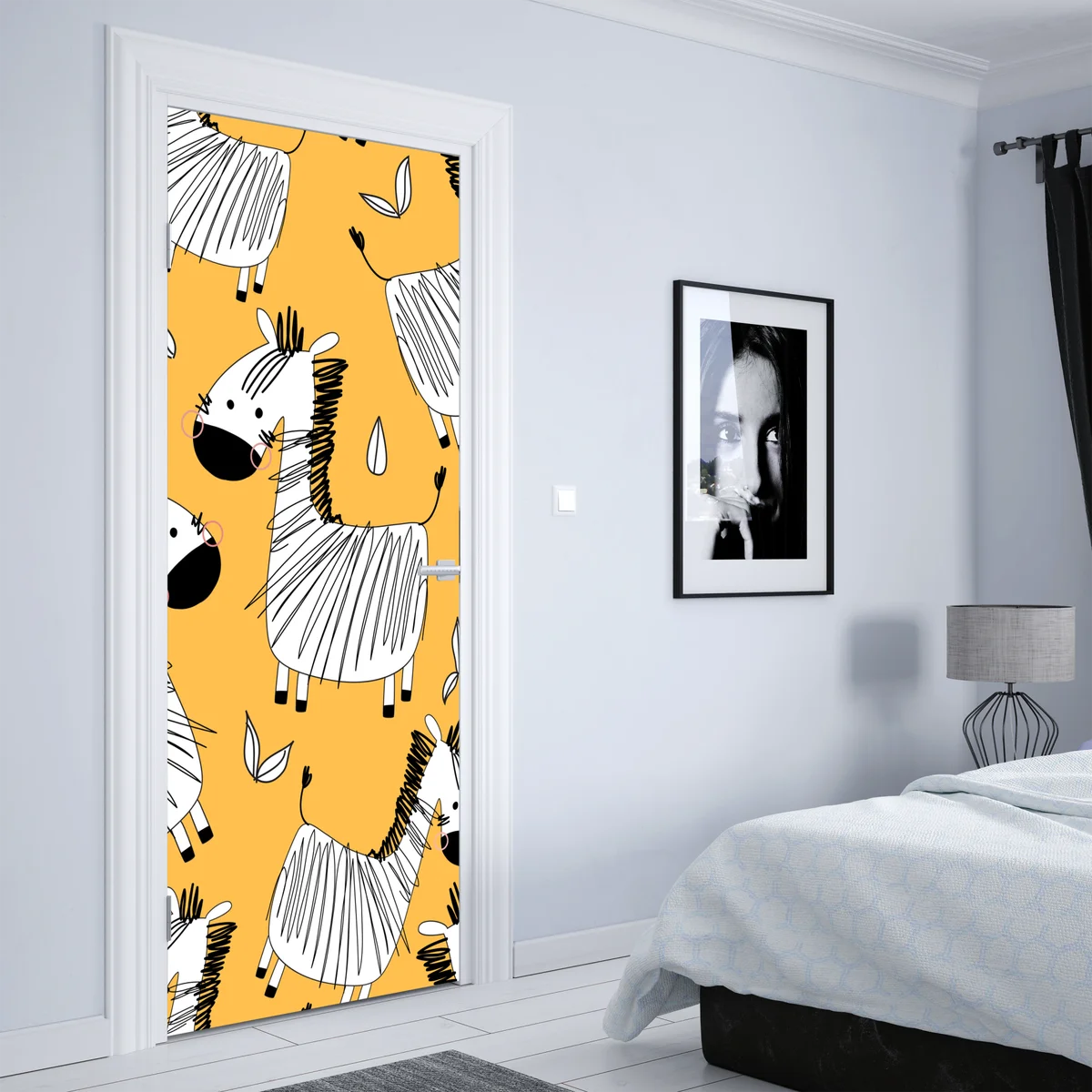 Türaufkleber verspieltes zebramuster für kinderzimmer Türaufkleber verspieltes zebramuster für kinderzimmer