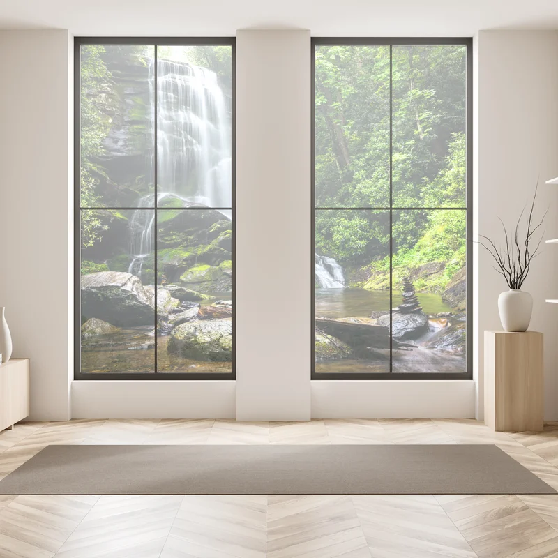 Fensteraufkleber ruhiger wasserfall im wald Fensteraufkleber ruhiger wasserfall im wald