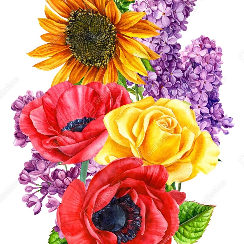 Poster buntes aquarell-blumenbouquet Poster buntes aquarell-blumenbouquet