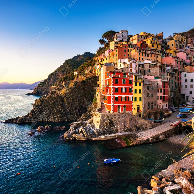 Tischaufkleber und Schreibtischaufkleber sonnenuntergang über Riomaggiore, Cinque Terre Tischaufkleber und Schreibtischaufkleber sonnenuntergang über Riomaggiore, Cinque Terre